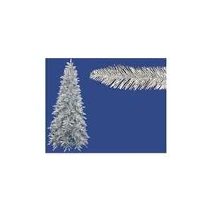  12 Pre Lit Slim Silver Ashley Spruce Tinsel Christmas Tree 