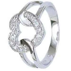   Sterling Silver Heart Promise Ring With Small Cubic Zirconias Jewelry