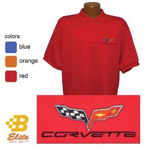   RED L C6 Corvette Embroidered Fairfax Men s Performance Polo Shirt Red