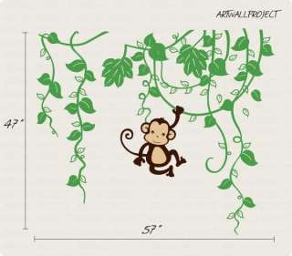 Nursery Wall Decal Monkey in Jungle B type with monkey  