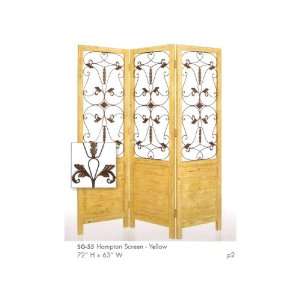 All new item 3 panel Yellow solid wood room divider screen with metal 