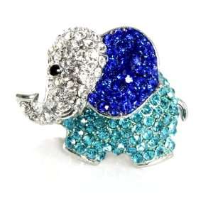  Elephant Ring in Royal Blue, Turquoise Blue and White 