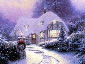 Thomas Kinkade Oil Painting Christmas Snow Scenes 36×24  