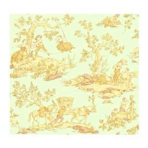   Toiles Pastoral Country Scenic Wallpaper, Light Blue