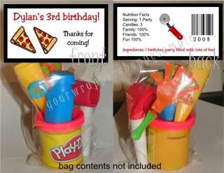 20 Personalized PIZZA PARTY Favor Loot Bags & Toppers  