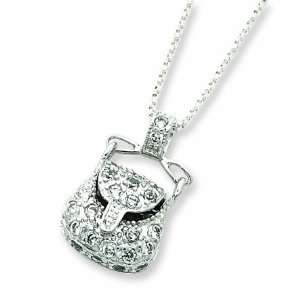  Sterling Silver Cz Purse Pendant On 18 Chain Necklace 