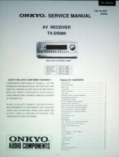 ONKYO TX DS989 AV RECEIVER SERVICE MANUAL BOUND ENG  