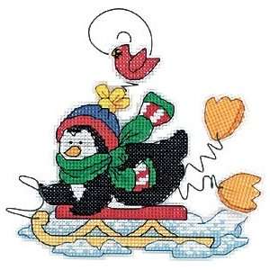  Dimensions SLEDDING PENGUIN Counted Cross Stitch Kit 