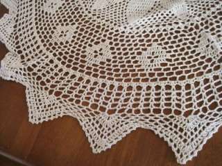 Elegant Hand Crochet Cotton Round Table Cloth BEIGE  