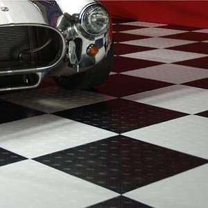MotoFloor Modular Garage Floor Tile Checker Pattern 42 sq ft Complete 