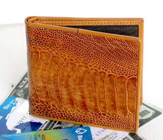 100% Genuine Ostrich Leg Leather BiFold Wallet For Men.  