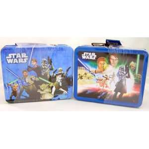  Set of 2 Childrens Star Wars The Clone Wars Tin Lunch Box 