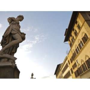  Low Angle View of Statues near Arno River, Florence, Italy 