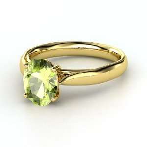  Oval Trellis Solitaire Ring, Oval Peridot 14K Yellow Gold 