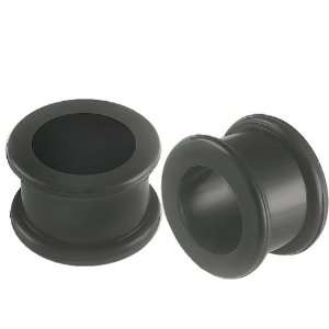 Black Implant grade silicone Double Flared Flare Tunnels Ear Gauge 