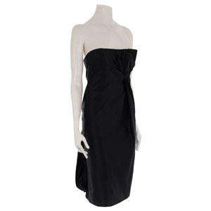 Duchesse satin strapless dress with centre back zip closure and gather 